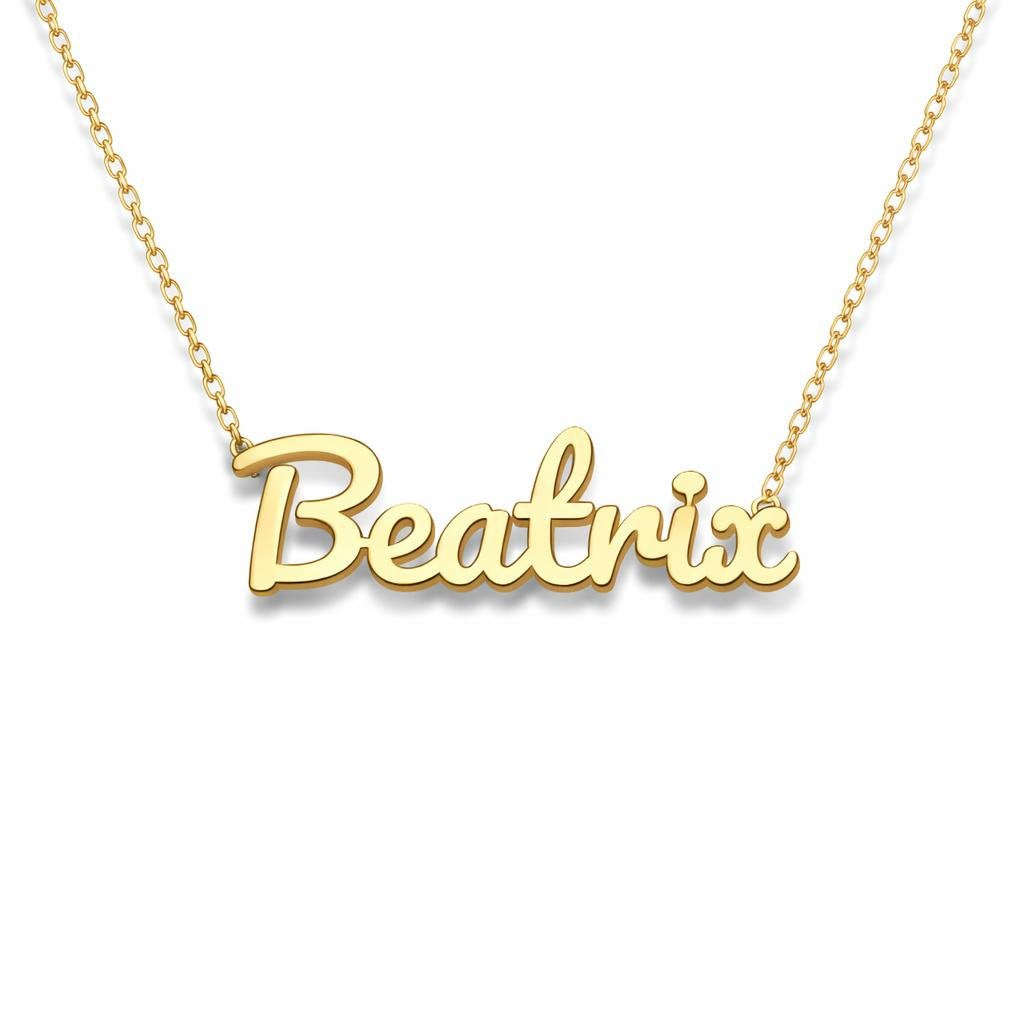 Gold Name Necklace – Beatrix | 14K Solid Gold