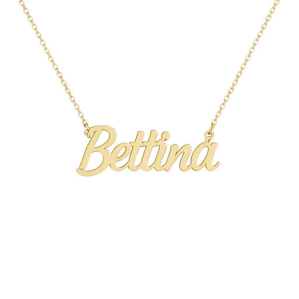 Gold Name Necklace – Bettina | 14K Solid Gold