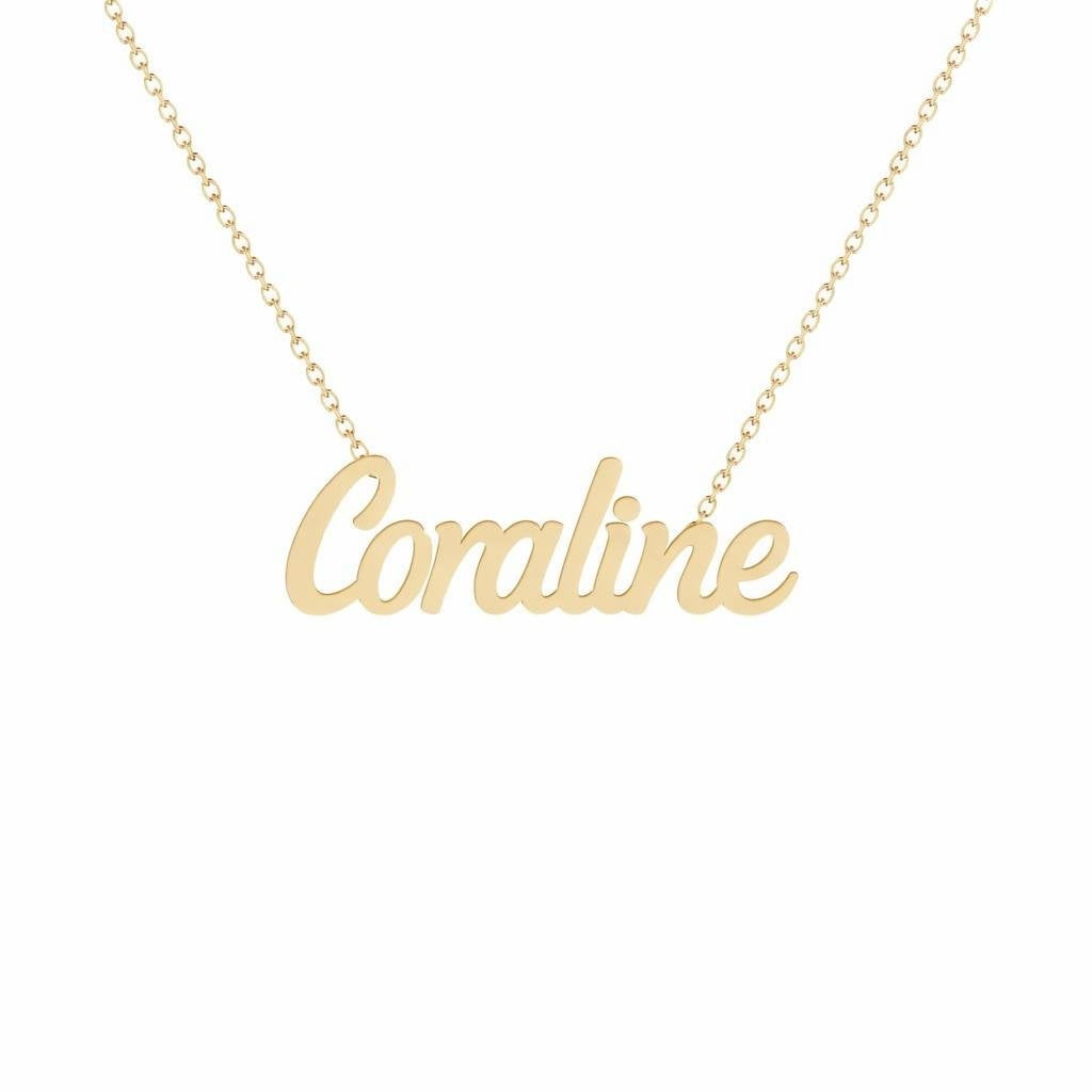 Gold Name Necklace – Coraline | 14K Solid Gold
