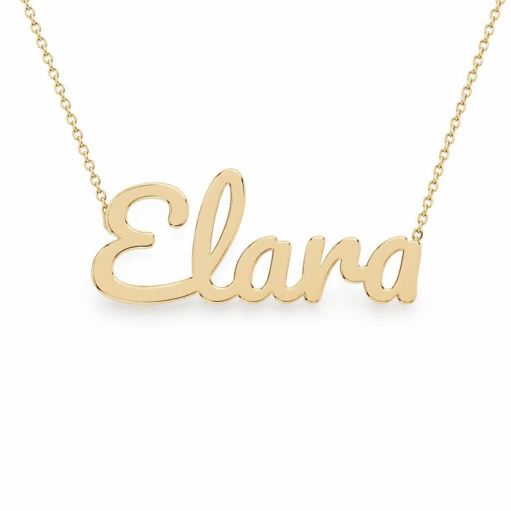 Gold Name Necklace – Elara | 14K Solid Gold
