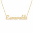 Esmeralda name necklace in solid 14K Yellow Gold, handmade in Los Angeles