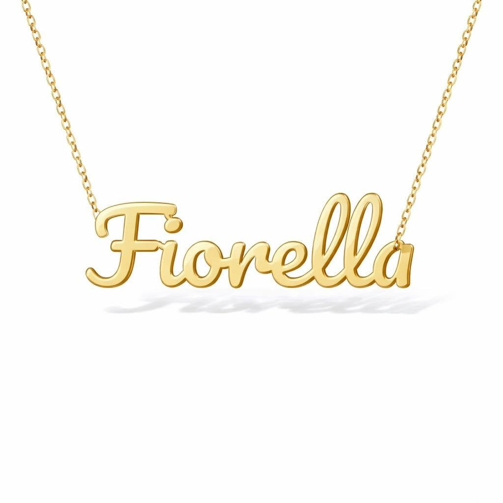 Gold Name Necklace – Fiorella | 14K Solid Gold