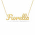 Fiorella name necklace in solid 14K Yellow Gold, handmade in Los Angeles