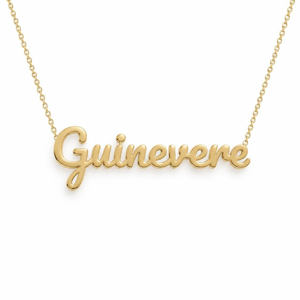 Gold Name Necklace – Guinevere | 14K Solid Gold