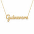 Guinevere name necklace in solid 14K Yellow Gold, handmade in Los Angeles