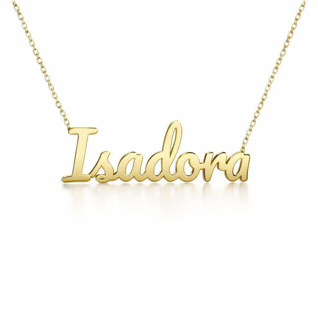 Gold Name Necklace – Isadora | 14K Solid Gold