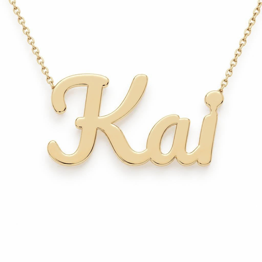 Gold Name Necklace – Kai | 14K Solid Gold