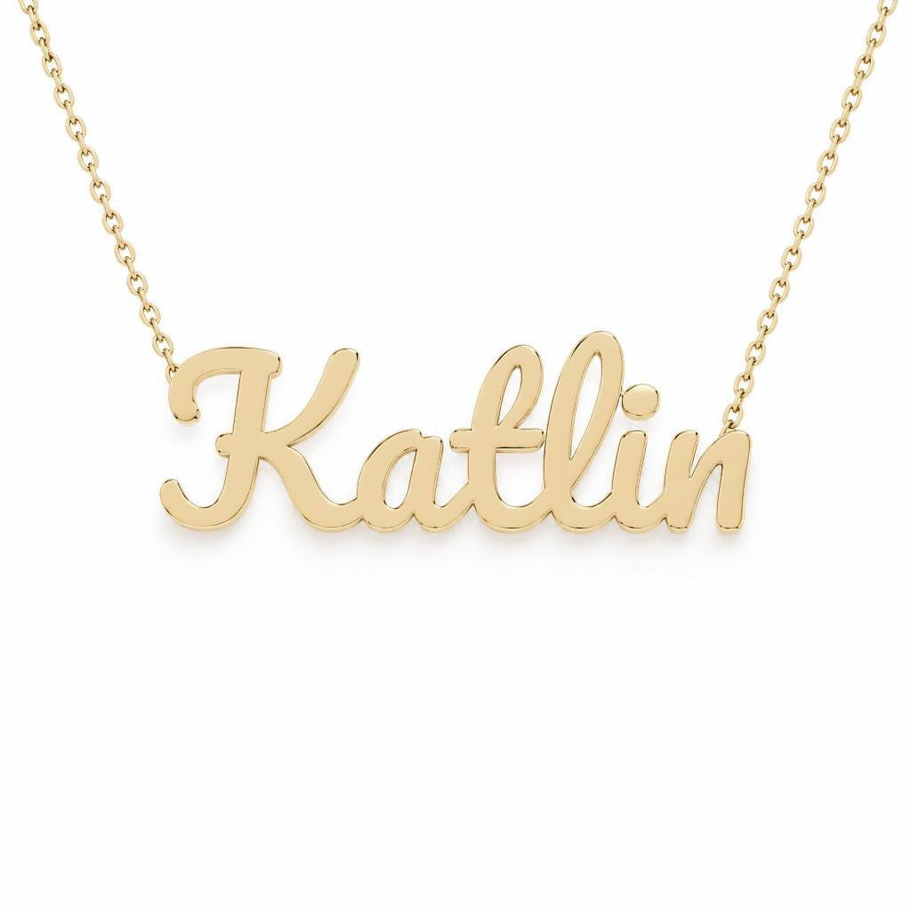 Gold Name Necklace – Katlin | 14K Solid Gold