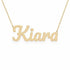 Kiara name necklace in solid 14K Yellow Gold, handmade in Los Angeles