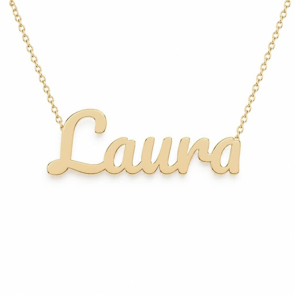 Gold Name Necklace – Laura | 14K Solid Gold