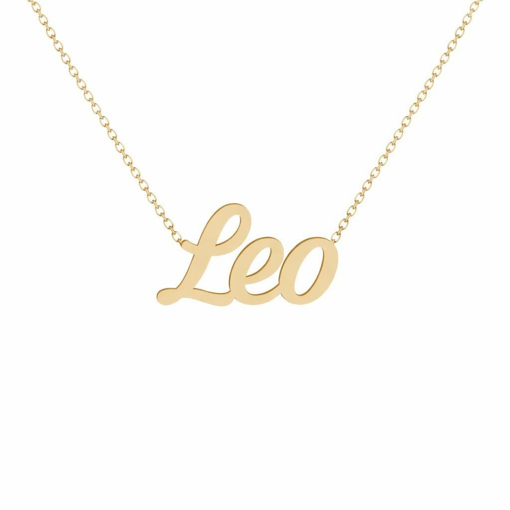 Gold Name Necklace – Leo | 14K Solid Gold