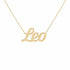 Leo name necklace in solid 14K Yellow Gold, handmade in Los Angeles