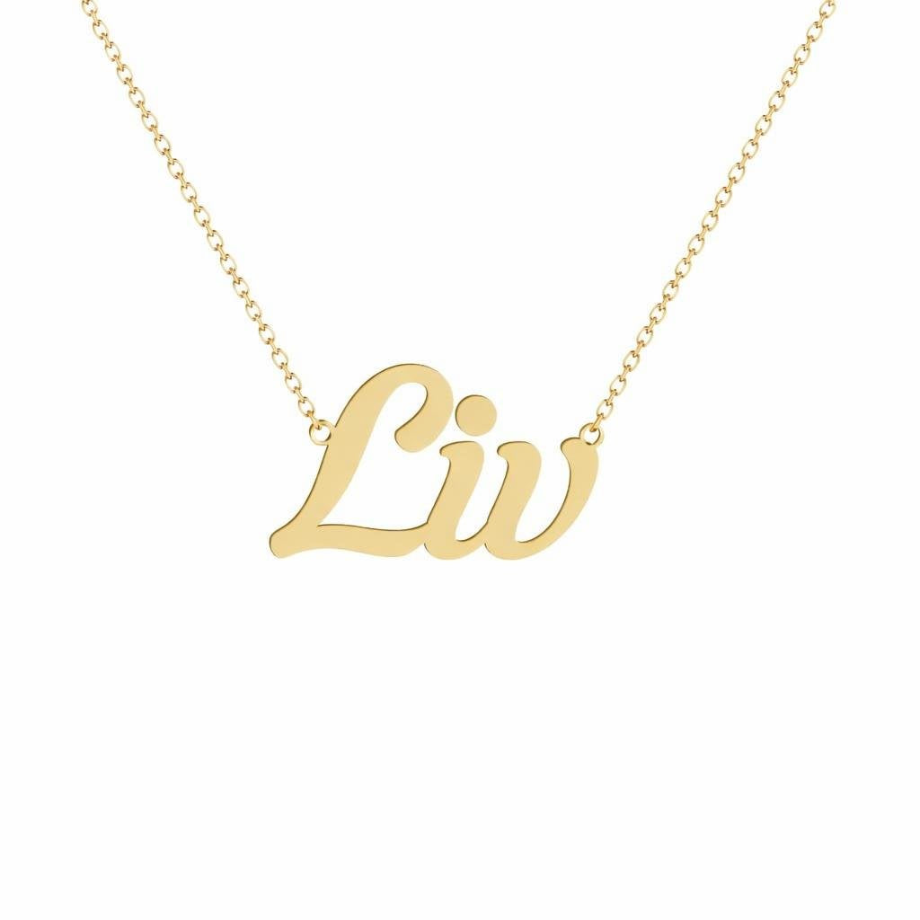 Gold Name Necklace – Liv | 14K Solid Gold