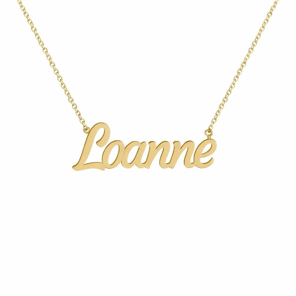 Gold Name Necklace – Loanne | 14K Solid Gold