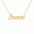 Loanne name necklace in solid 14K Yellow Gold, handmade in Los Angeles