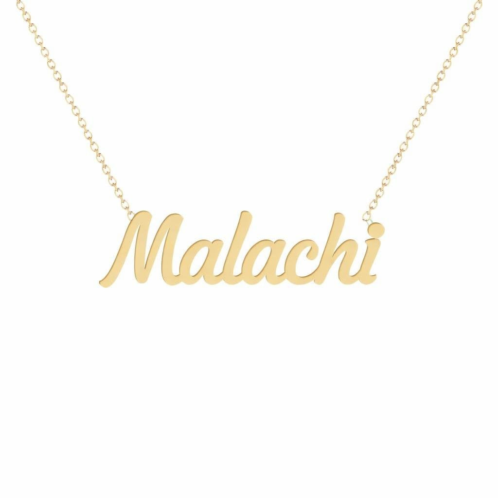 Gold Name Necklace – Malachi | 14K Solid Gold