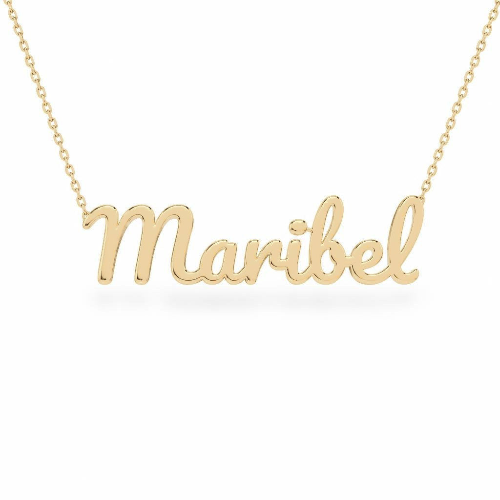Gold Name Necklace – Maribel | 14K Solid Gold