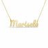 Marisela name necklace in solid 14K Yellow Gold, handmade in Los Angeles