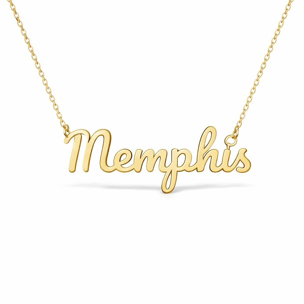 Gold Name Necklace – Memphis | 14K Solid Gold