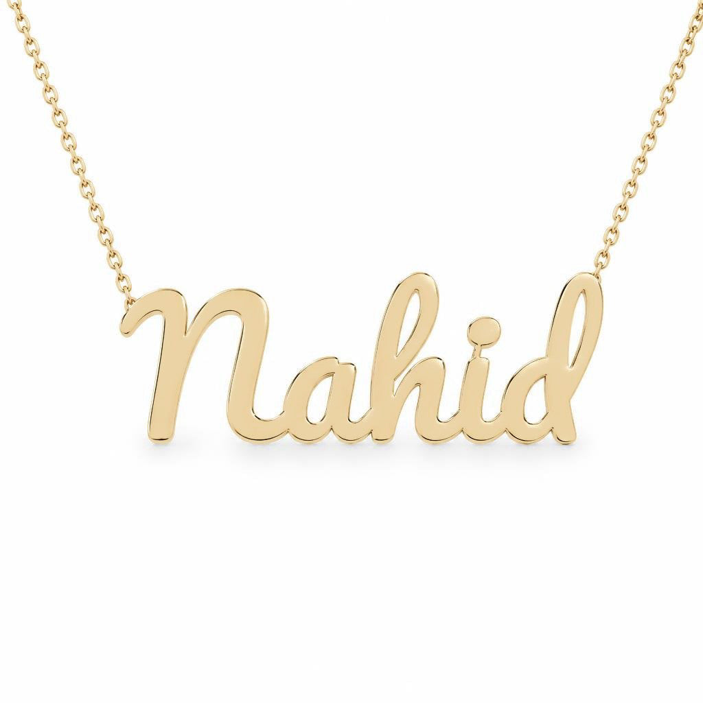 Gold Name Necklace – Nahid | 14K Solid Gold