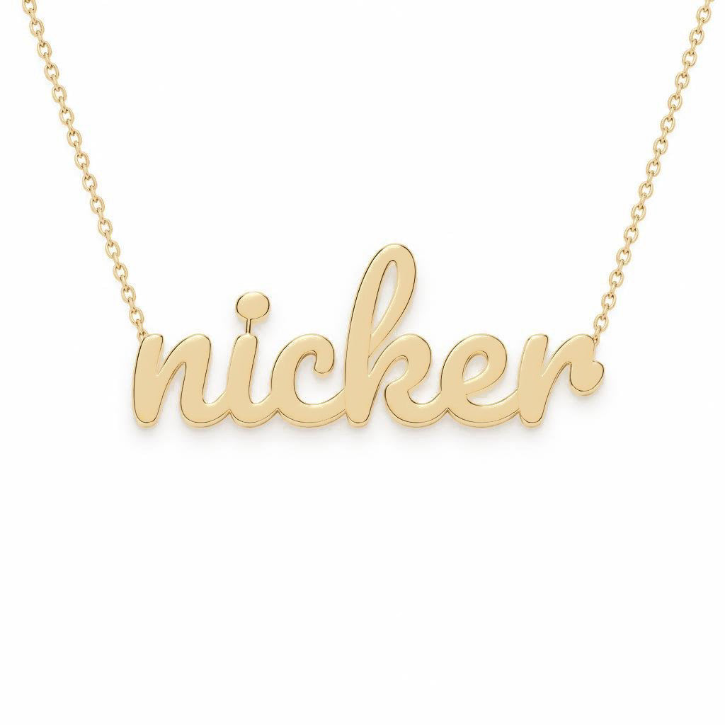 Gold Name Necklace – Nicker | 14K Solid Gold