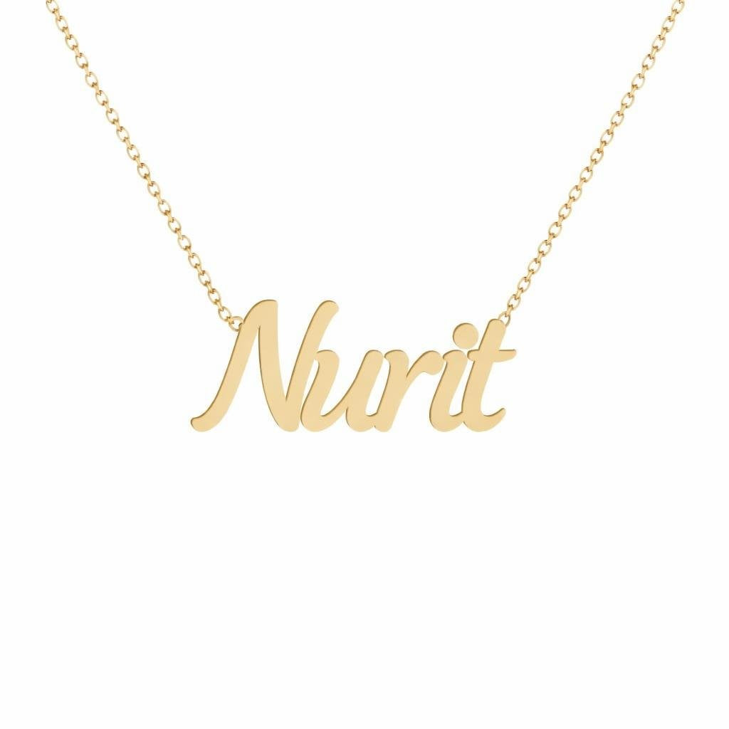 Gold Name Necklace – Nurit | 14K Solid Gold