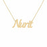 Nurit name necklace in solid 14K Yellow Gold, handmade in Los Angeles