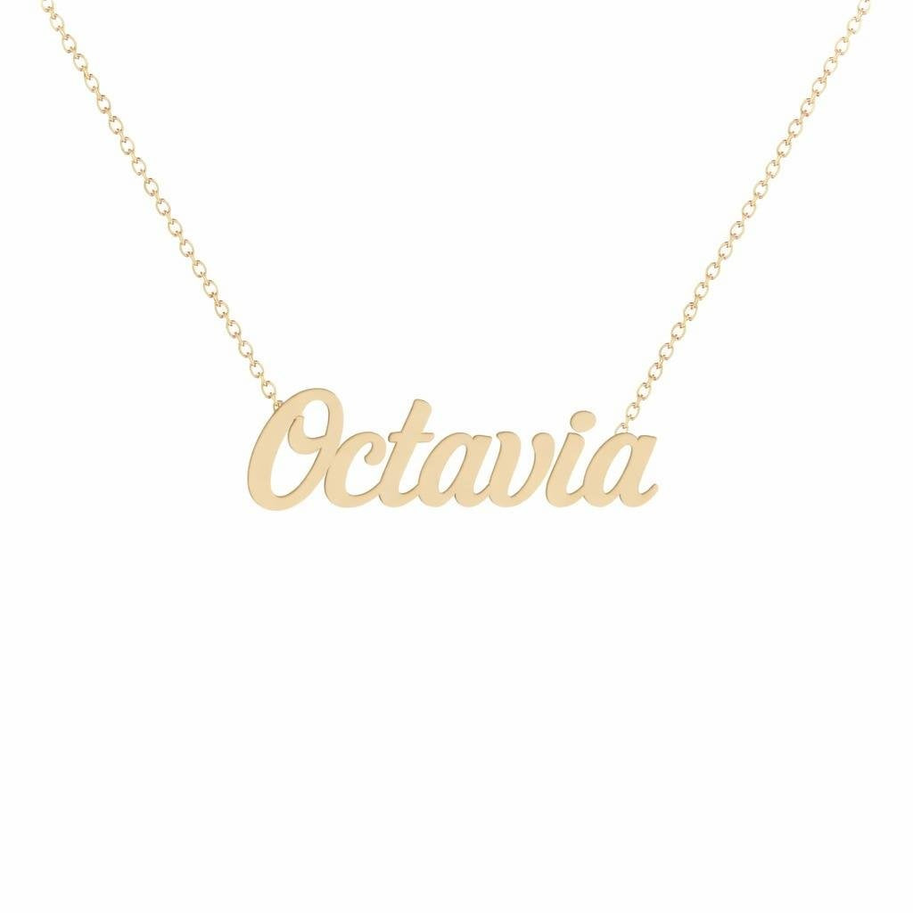 Gold Name Necklace – Octavia | 14K Solid Gold