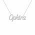 Ophira name necklace in solid 14K White Gold, handmade in Los Angeles