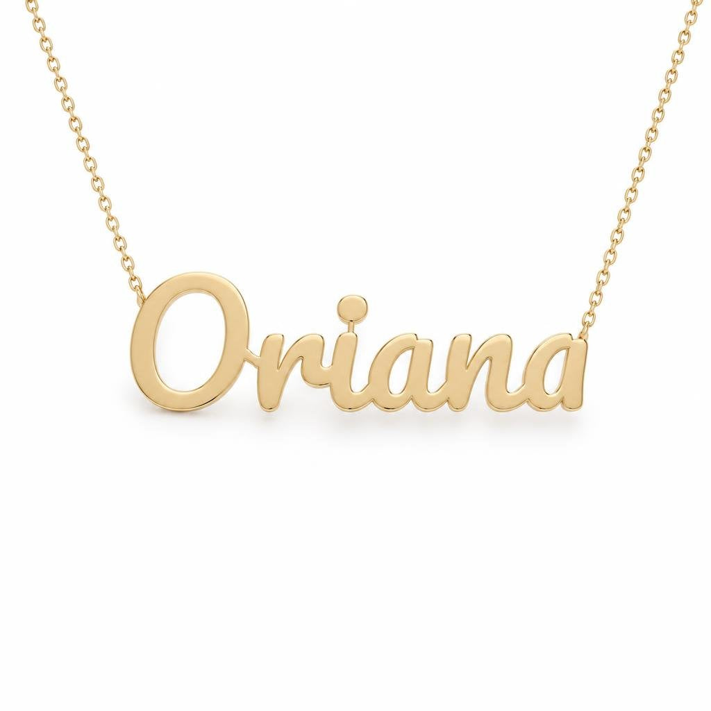 Gold Name Necklace – Oriana | 14K Solid Gold