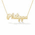 Philippa name necklace in solid 14K Yellow Gold, handmade in Los Angeles