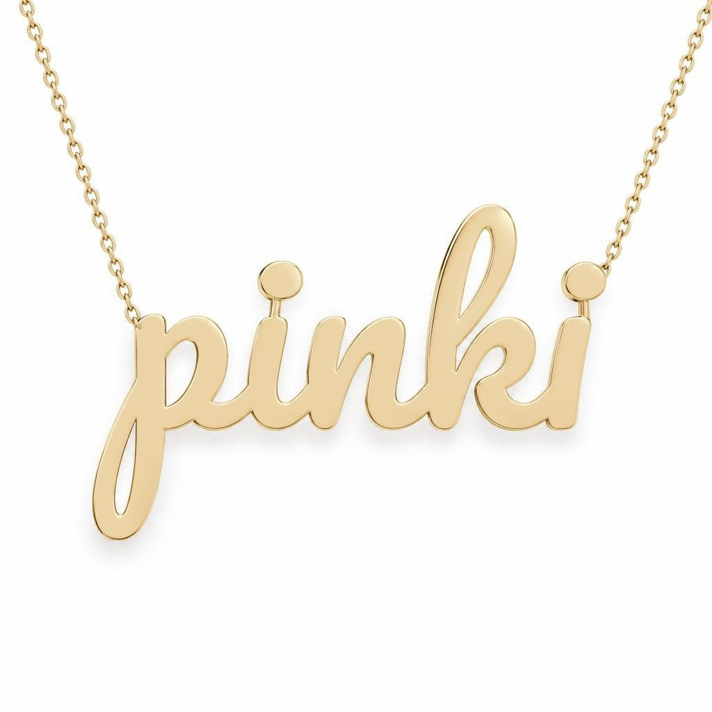 Gold Name Necklace – Pinki | 14K Solid Gold