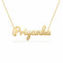 Priyanka name necklace in solid 14K Yellow Gold, handmade in Los Angeles