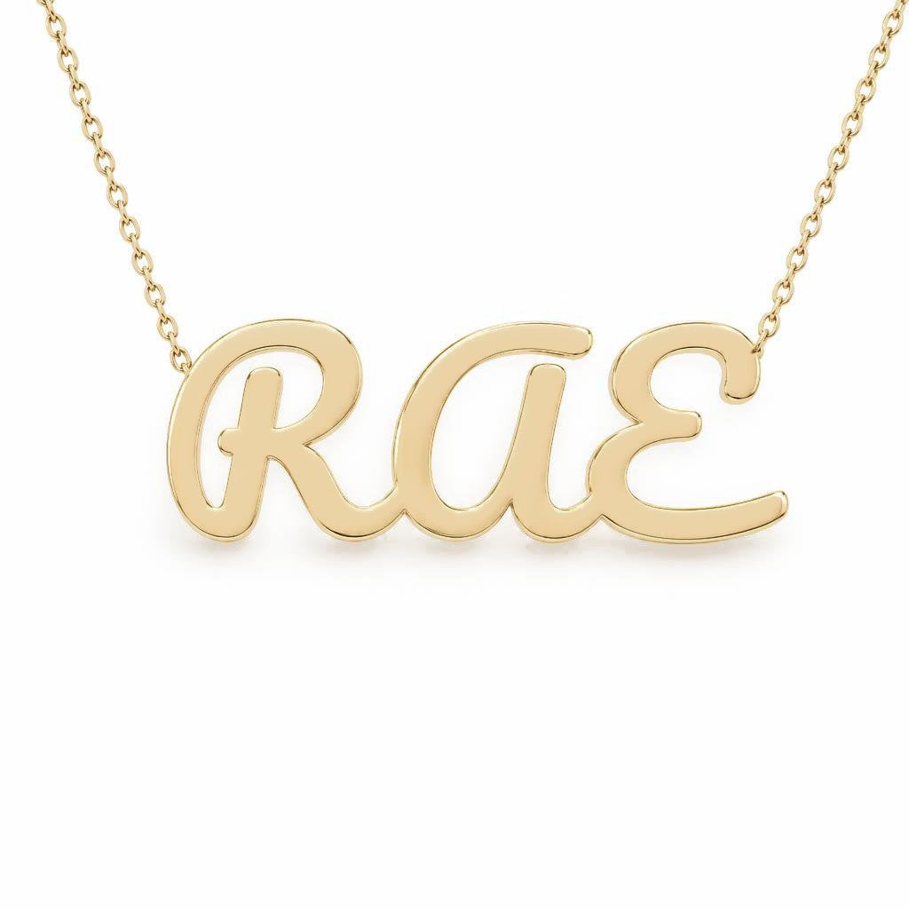 Gold Name Necklace – RAE | 14K Solid Gold