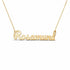 Rosamund name necklace in solid 14K Yellow Gold, handmade in Los Angeles