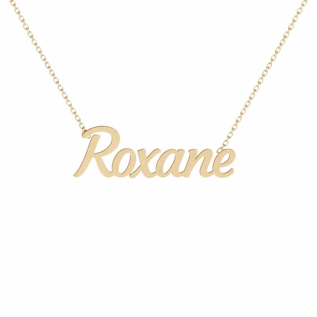 Gold Name Necklace – Roxane | 14K Solid Gold