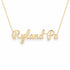 Ryland Pa name necklace in solid 14K Yellow Gold, handmade in Los Angeles