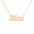 Silvia name necklace in solid 14K Yellow Gold, handmade in Los Angeles