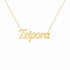 Tzipora name necklace in solid 14K Yellow Gold, handmade in Los Angeles