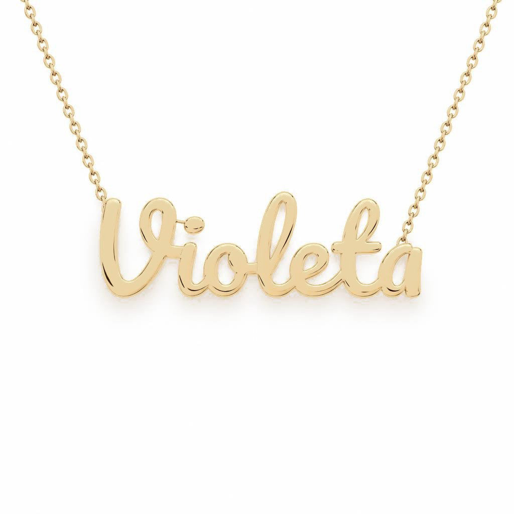 Gold Name Necklace – Violeta | 14K Solid Gold