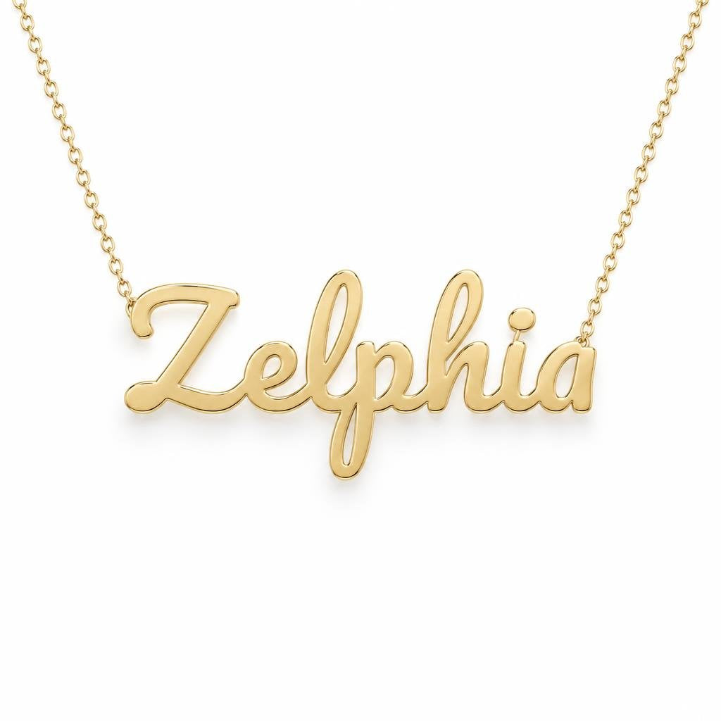 Gold Name Necklace – Zelphia | 14K Solid Gold