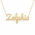 Zelphia name necklace in solid 14K Yellow Gold, handmade in Los Angeles