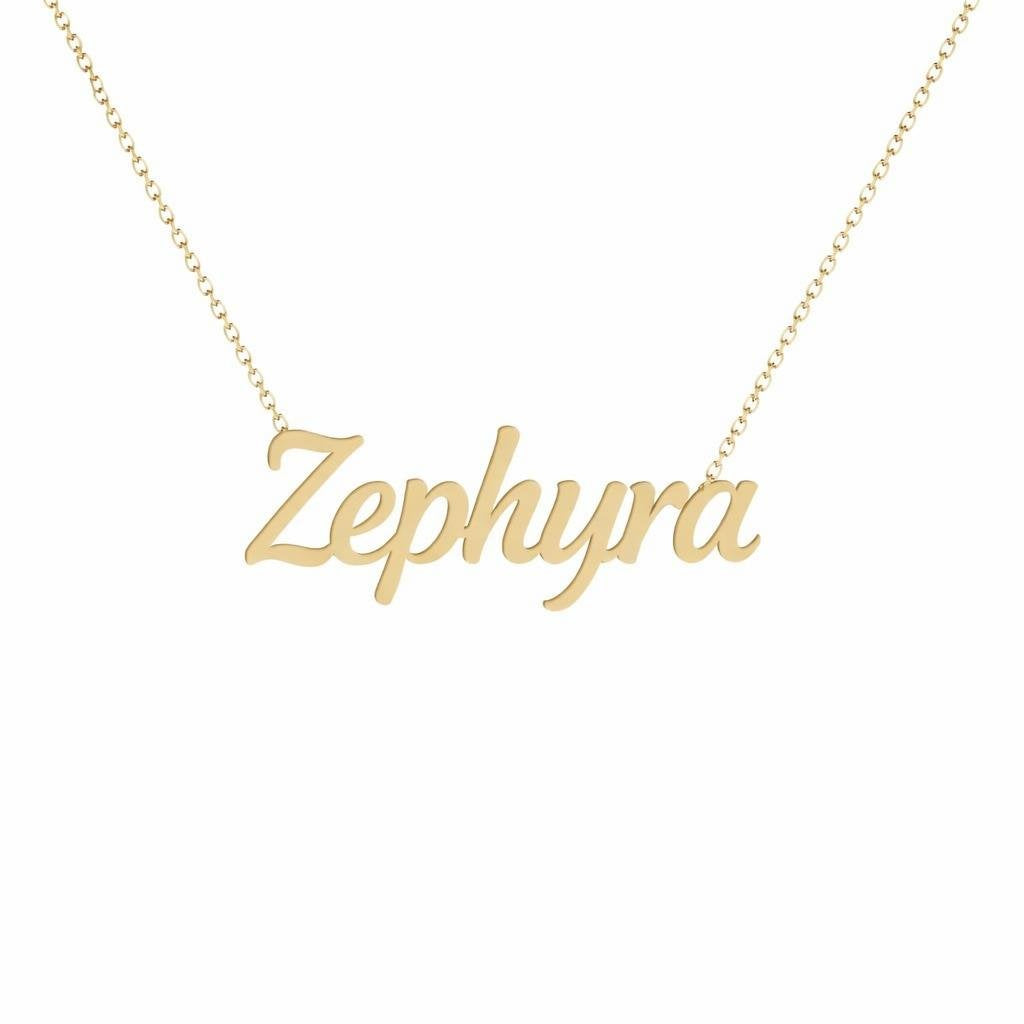 Gold Name Necklace – Zephyra | 14K Solid Gold