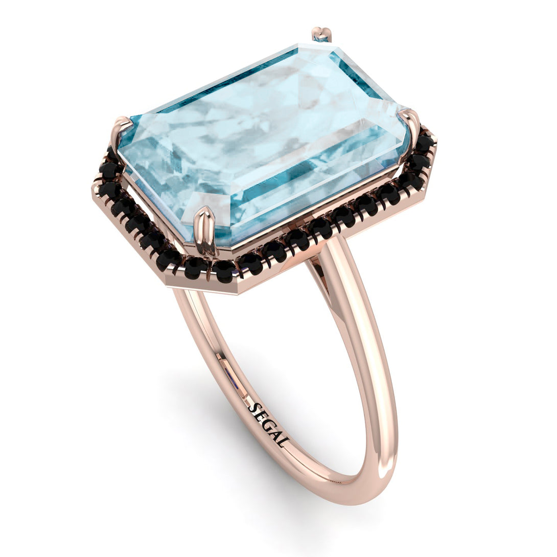 Halo Emerald Cut Aquamarine Engagement Ring - Izabella No. 408
