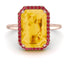 Halo Emerald Cut Citrine Engagement Ring - Izabella No. 611 image 3