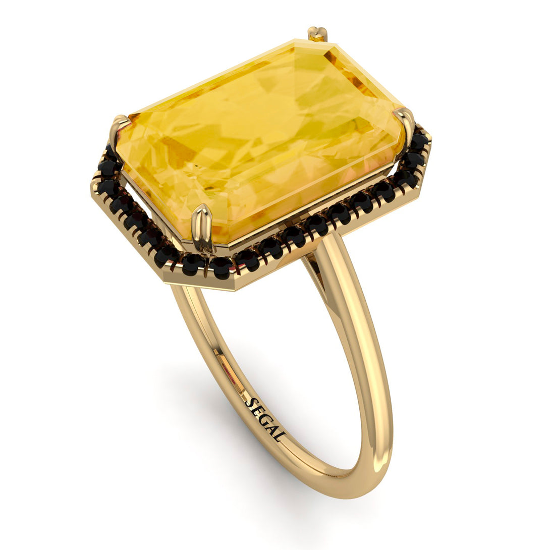 Halo Emerald Cut Citrine Engagement Ring - Izabella No. 607