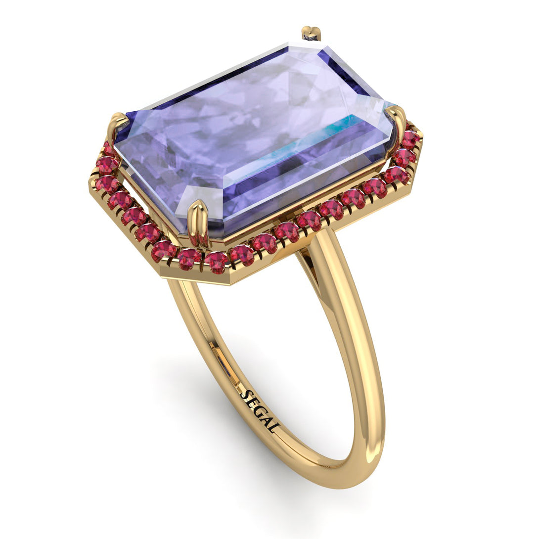 Halo Emerald Cut Tanzanite Engagement Ring - Izabella No. 210