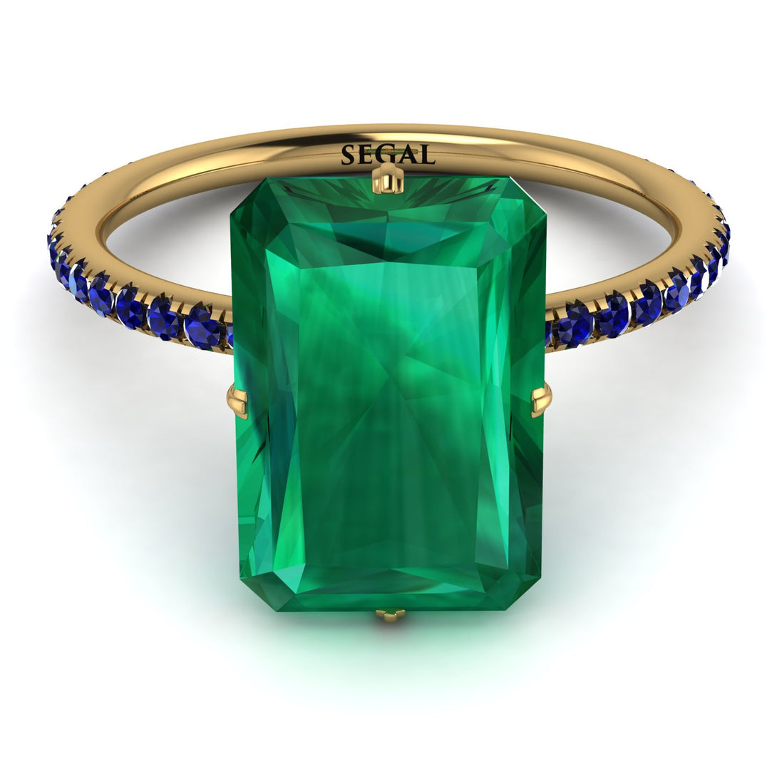 Hidden Halo Emerald Cut Emerald Engagement Ring - Vanessa No. 64