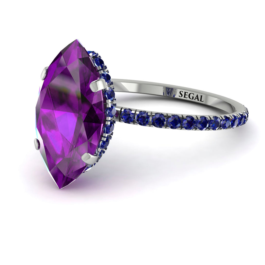 Hidden Halo Marquise Amethyst Engagement Ring - Journey No. 315