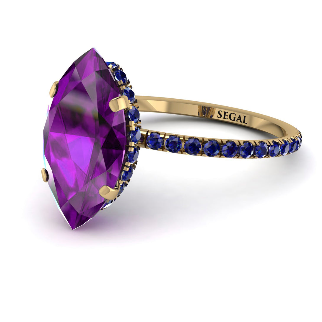 Hidden Halo Marquise Amethyst Engagement Ring - Journey No. 313